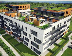 Budynek wielorodzinny z siłownią na dachu