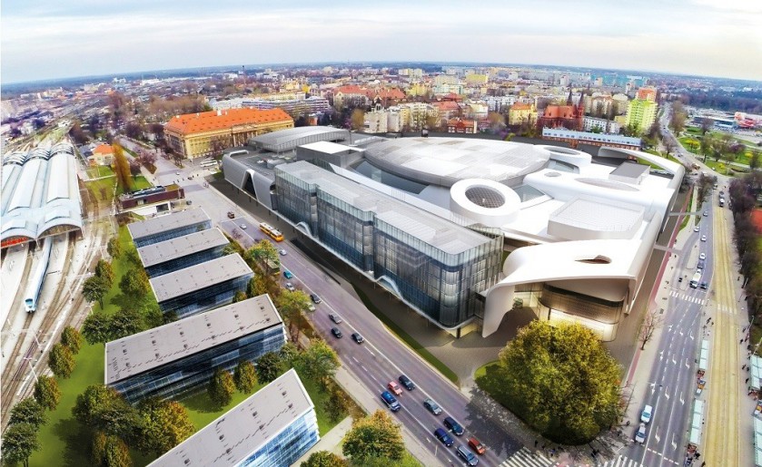 Wroclavia i Sagittarius Business House z lotu ptaka